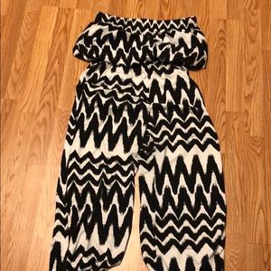 Black and white jumpsuit/romper *strapless*